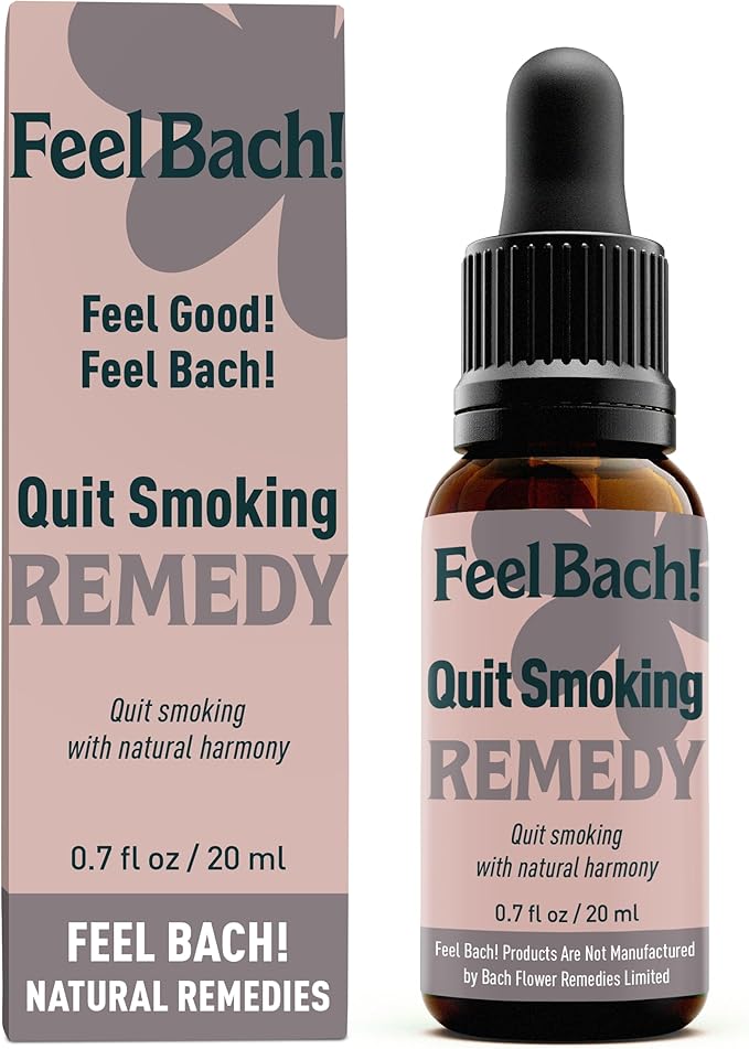 Feel Bach! Quit Smoking Remedy - Natural Homeopathic Flower Essences for Natural Quit Companion to Helps you Let Go, To Calm & In Charge Vegan, Gluten & Sugar-Free, Non-Habit Forming, 20ml (0.7 fl oz)