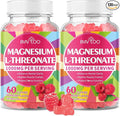 1000mg Magnesium L-Threonate Gummies for Kids & Adults - Muscle & Nervous System Support, Vegan, Sugar-Free Raspberry Flavor, 120 Gummies