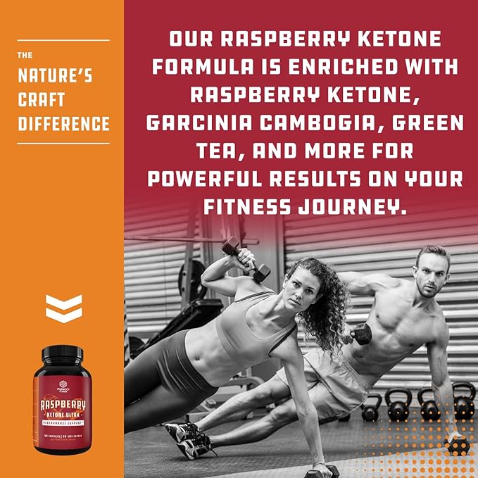 Natures Craft Raspberry Ketones Weight Loss Keto Supplement with Pure African Mango Apple Cider Vinegar and Green Tea - Natural Fat Burner Metabolism Booster, Craving Control for Men and Women