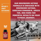 Natures Craft Raspberry Ketones Weight Loss Keto Supplement with Pure African Mango Apple Cider Vinegar and Green Tea - Natural Fat Burner Metabolism Booster, Craving Control for Men and Women