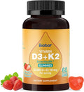 Natural Vitamin D3 K2 Gummies, 2000 IU Vitamin D3 & 100 mcg Vitamin K2(MK-7),Supports Healthy Bone, Immune Health Supplement, GMO Free, Gluten Free, Strawberry Flavor, 60 Count
