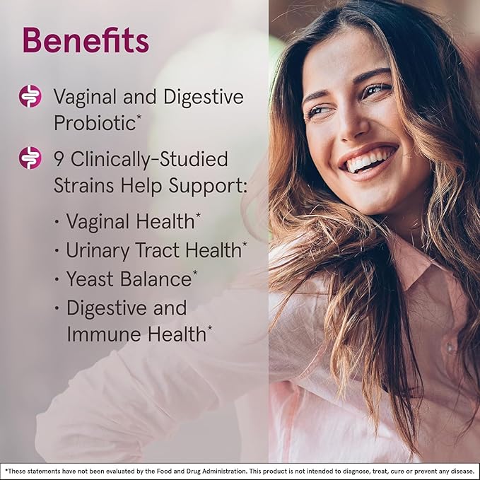 Jarrow Formulas Fem-Dophilus Vaginal & Digestive Probiotic 50 Billion CFU, 9 Clinically-Studied Strains, for Vaginal Flora & Yeast Balance, Urinary Tract, Digestive, 30 Capsules (Pack of 2)