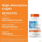 Doctor's BEST High Absorption CoQ10 with BioPerine Supplement - Coenzyme Q10 Caps for Heart Health & Antioxidant Support, Naturally Fermented CoQ10 100mg for Women & Men, Non GMO - 60 Veg Capsules