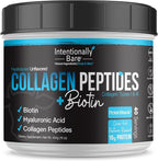 Intentionally Bare Collagen Powder Unflavored - Collagen Peptides Powder with Biotin & Hyaluronic Acid - Non-GMO & Grass Fed Collagen Protein Powder with 10g Protein - Keto Collagen Powder 40 Servings