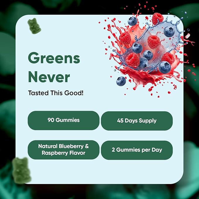 WeightWorld Super Greens Gummies - Energy, Immunity & Digestion - 45-Day Supply - Vegan Daily Greens Supplements (Moringa, Broccoli, Spinach) - Added Vitamins & Minerals - 90 Superfood Gummies