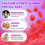 Calcium Citrate Gummies 1200mg Calcium Gummies for Women & Men, Chewable Calcium Supplements Support Immune Health & Bone Strength, Vegan/Sugar-Free/Gluten-Free, Raspberry Flavor 60 Count