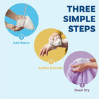Scrubzz Disposable No Rinse Bathing Wipes for Sensitive Skin - All-in-1 Single Use Shower Wipes, Simply Dampen, Lather, and Dry Without Shampoo or Rinsing (Peach, 4-Pack)