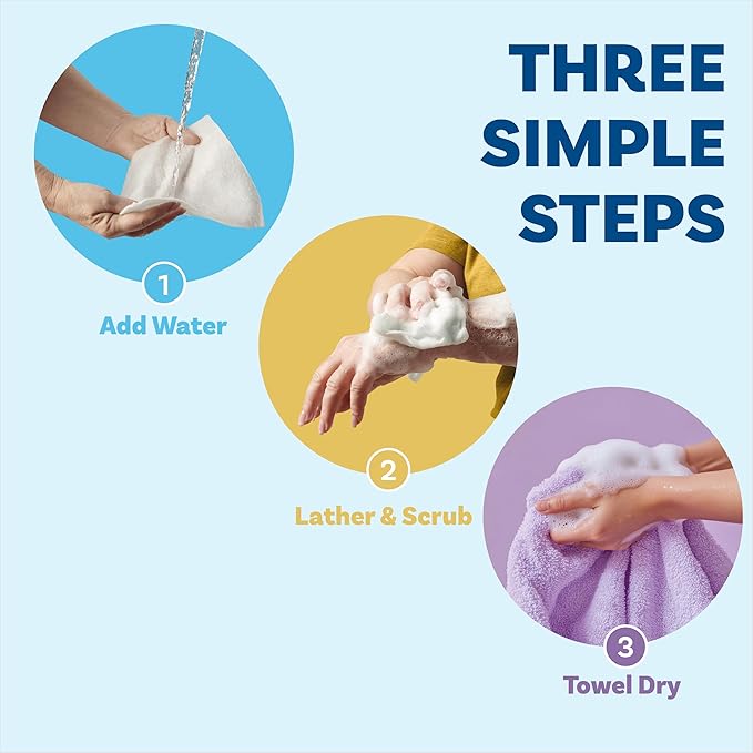 Scrubzz Disposable No Rinse Bathing Wipes for Senstive Skin - 25 Pack - All-in-1 Single Use Shower Wipes, Simply Dampen, Lather, and Dry Without Shampoo or Rinsing (Sensitive Skin, 1-Pack)