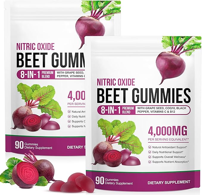 Total Beets Soft Chews,Beet Root Gummies with Vitamins C & B12,L-Arginine & L-Citrulline,Grapeseed Extract,Antioxidants, Blood Flow, Healthy Energy Supplement with Elite Ingredients,180 Capsules