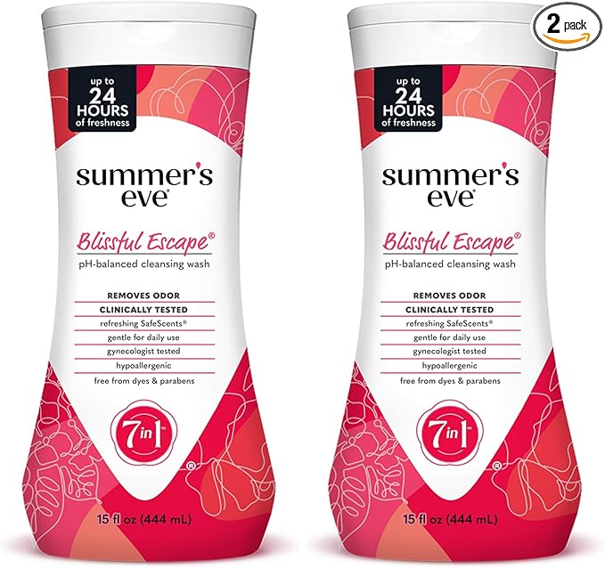 Summer's Eve Blissful Escape All-Over Daily Feminine Wash, pH-Balanced Body Wash for Women, Removes Vaginal Odor and Refreshes, 15 Fl Oz (Pack of 2)