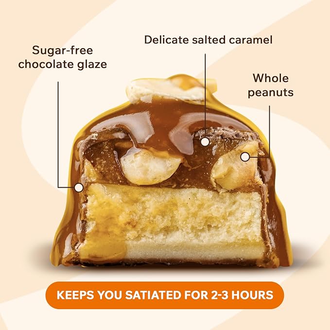 Fitness SHOCK Peanut Salted Caramel Protein Bars - No Added Sugar, Low Calorie Low Carb Snack - 10g Protein, 0g Added Sugar, 180 Kcal, 18g Net Carbs - 12 x 50g