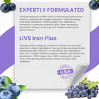 LIVS Iron Plus Gummies – 20mg Gentle Iron Supplement for Women & Men – Anemia Support – Vitamin C for Absorption – Biotin, Folate & B12 for Energy – Gluten Free, Vegan, Halal & Kosher – 90 Count