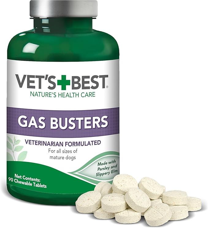 Vet's Best Gas Busters Dog Supplements - Gas, Bloating, Constipation Relief and Digestion Aid for Dogs - 90 Chewable Tablets, (Pack of 2)