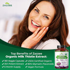 Zazzee USDA Organic Milk Thistle 30:1 Extract, 80% Silymarin, 180 Vegan Capsules, 6 Month Supply, Certified Kosher, High Potency Liver & Antioxidant Support, Silybum Marianum, Non-GMO, Made in the USA