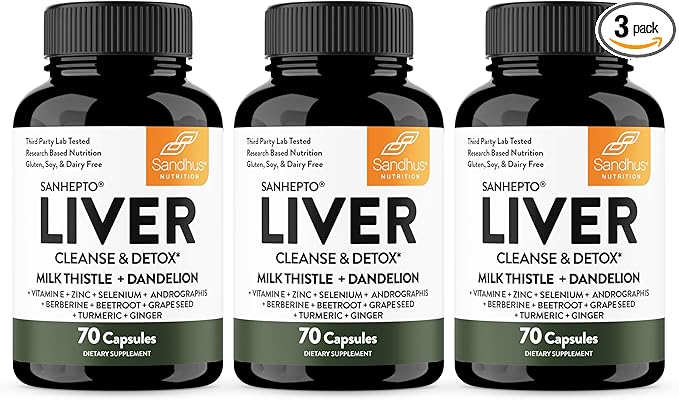 Sandhu's Liver Cleanse Detox & Repair Support Capsules with Milk Thistle & Dandelion Root | Herbal Supplement Pills for Liver Health | for Men & Women | Made in USA | Viral on Tiktok | 210 Count