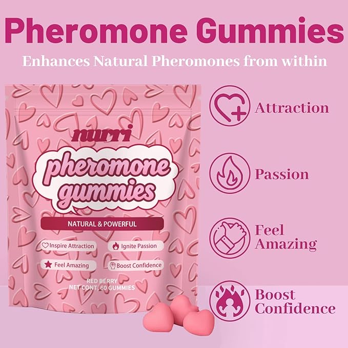 Gummies for Her, Gomitas De Feromonas para Mujer, with Slippery Elm, Supports Balance,Confidence & Social Vibe, Strawberry Flavor, 60 Gummies (2)