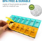 Mossime XL Large Daily Pill Organizer 2 Times a Day, Extra 7 Day Pill Box Am Pm, Weekly Day Night Vitamin Holder, Medicine Organizer, Big Pill Container, Medication Dispenser 14 Compartments