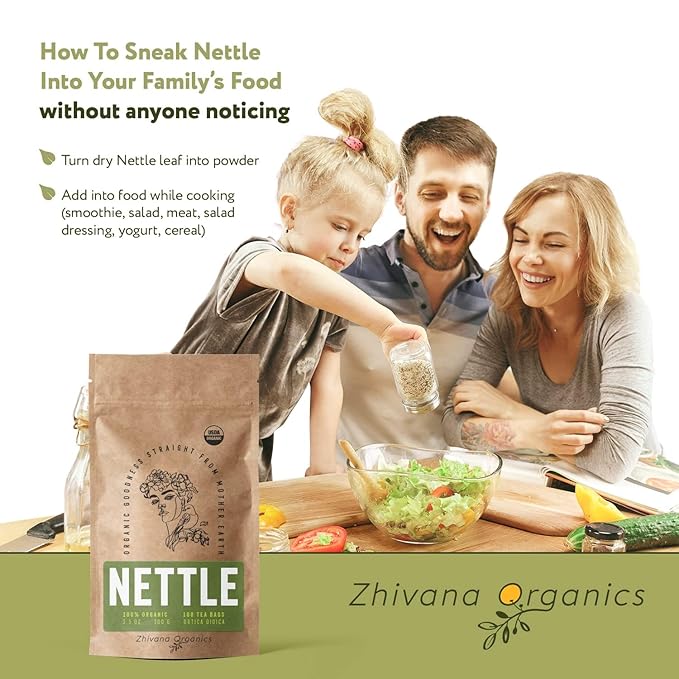 Nettle Tea Organic (100 Tea Bags) - Stinging Nettle Leaf TeaBags (Urtica Dioica) - Te de Ortiga Verde Organica - Support Digestion, Fluid Balance, Kidney, Skin, Hair