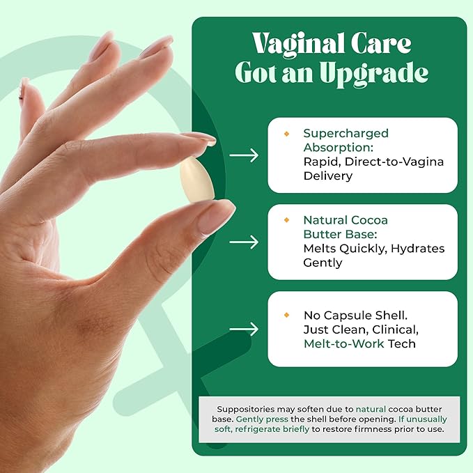Pure Flora Vaginal Probiotic Suppository - 4 Strain Lactobacillus + Lactoferrin + USP Hyaluronic Acid - Promotes Healthy Vaginal Microbiome, Odor, BV, pH Balance, & Dryness Relief - Natural - 20 Count