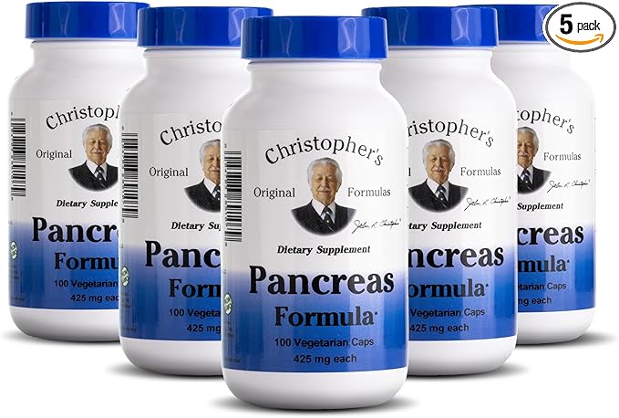 Christopher's Original Formulas Pancreas Formula - Pancreas Cleanse Detox & Repair - Probiotics for Digestive Health - Pack of 5