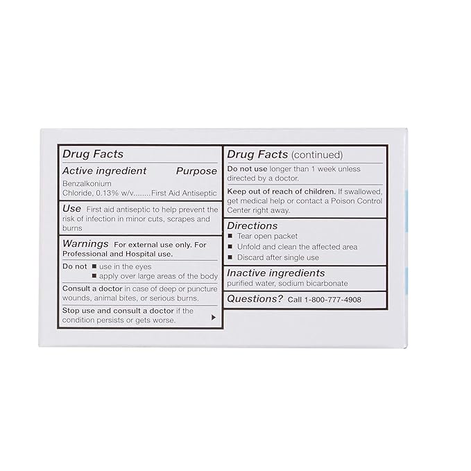 McKesson Benzalkonium Chloride Towelettes [Pack of 1000] First Aid Antiseptic Wipes, Sterile Individual Wrapped