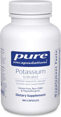Pure Encapsulations Potassium (Citrate) - Essential Electrolyte Supplement to Support Nerve & Muscle Function, Adrenals, Hormones, Heart Health & Energy* - Potassium Citrate Capsule - 180 Capsules