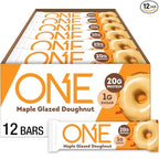 ONE Protein Bars, Maple Glazed Doughnut, Gluten Free with 20g Protein and 1g Sugar, Pantry Staples, 2.12 oz (12 Count)