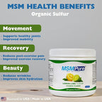 KALA HEALTH MSMPure Lemon Lime Flavored Coarse MSM Powder Flakes – Organic Sulfur for Joint Flexibility, Skin Appearance, and Hair & Nail Support – 8.8 oz, USA Made, Distilled Crystals