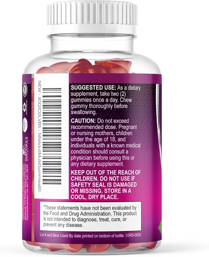 Multivitamin Gummies for Adult with Vitamins A, C, D, B12 - Gummy Multivitamins for Daily Nutritional Support with Vitamins & Minerals for Women & Men, Nature's Multi VIT Vitamin - 60 Gummies