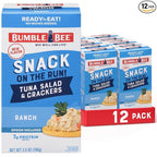Bumble Bee Snack On The Run! Protein Snack Pack - 7g Protein per Box - Ranch Tuna Salad with Crackers Kit - Ready to Eat Easy-Open Can - Wild Caught MSC-Certified Tuna (Pack of 12)