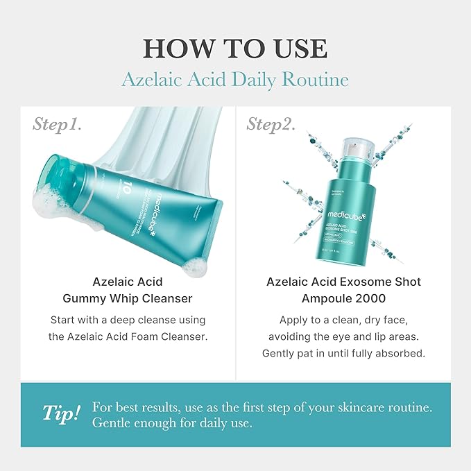 medicube Exosome Shot Azelaic Acid 2,000 PPM Spicule Facial Serum | Calm Redness Due to Dryness | Ideal for Use After Spot Care, Uneven Skin | Azelaic Acid, Niacinamide | Korean Skincare, 1.01 fl.oz