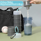 Baderke 2 Pcs Protein Powder Containers with Funnels Stand, 5 and 3 Layers Stackable Powder Supplement Travel Container Formula Organizer Storage Powders Holder for Travel Workout Fitness(Gray)