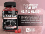 Multi Collagen Peptide Gummies (1, 2, 3, 5 & 10) + Vitamin C + Biotin + Hyaluronic Acid | Supports Healthy Hair, Skin, and Nails | Non-GMO and Gluten-Free | Natural Peach Flavor | 60 Gummies