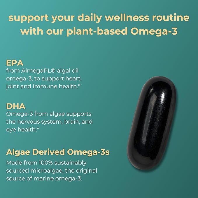 Iwi Omega-3, 90 Softgels (90 Servings), Vegan Plant-Based Algae Omega 3 with EPA + DHA, Whole-Body Support Dietary Supplement, Krill & Fish Oil Alternative, No Fishy Aftertaste