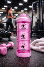 FuelStack Portable Protein Powder Container – Stackable Supplement Storage with Pill Organizer for Gym & Travel (Pink)