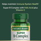 Nature's Bounty Super B Complex Vitamins with Vitamin C & Folic Acid,Vitamins for Immune & Cellular Energy Support,150 Tablets,(Pack of 3)