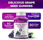 Vitamatic Grape Seed Extract Gummies – Plant-Based Botanical Extract – Natural Grape & Black Currant Flavor – Vegan, Non-GMO – Herbal Supplement – 60 Gummies - 2 Pack