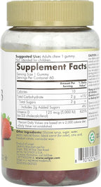 Solgar Vitamin D3 Gummies for Adults 5,000IU Ultra Potency Vitamin Immune System Support for Women & Men - Tasty Strawberry Flavor, Gluten & Gelatin Free Gummy, 2 Month Supply, 60 Servings, 2g Sugar