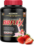 ALLMAX ISOFLEX Pure Whey Isolate Protein Powder - Gluten Free, Low Lactose, Sugar-Free - High-Protein, Clean, Keto-Friendly for Pre Post Workout Supplement for Women and Men | Strawberry, 5lb