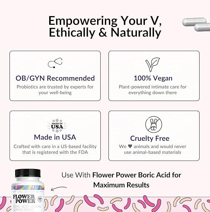 Flower Power Divine Feminine Wellness Blend Capsules – Daily Herbal & Probiotic Supplement for Women’s Balance & Wellness – 30 Count