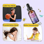 Kids Magnesium Liquid Drops-Magnesium Glycinate Liquid for Kids Supplement-w/L-theanine, Omega-3, Vitamin B6, D3 - for Sleep, Relaxation, Brain, Bones - Peach Flavor, 4 Fl Oz
