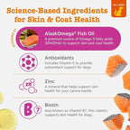 Zesty Paws Salmon Oil for Dogs Skin and Coat, Omega 3 Fish Oil Chews, Dog Allergy Relief Chews, Itch Relief Supplement, 90 Count, Salmon Flavor
