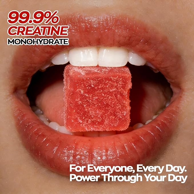 Creatine Gummies, NSF Certified, 5g Creatine Monohydrate per Serving with Taurine & B12, Raspberry Flavor, 160 Count, for Men & Women