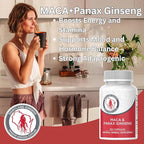 Maca Root Capsules + Korean Panax Ginseng - Concentrated Extract Black + Red + Yellow Maca Root, Panax Ginseng Capsules 150 ct