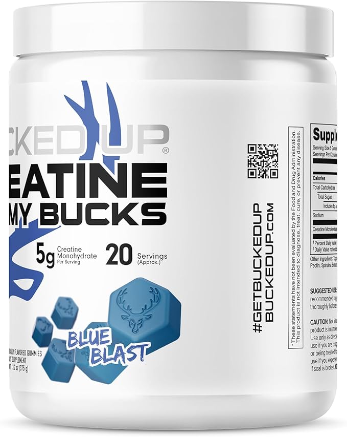 Bucked Up Creatine Gummy Bucks - 5g per Serving - 20 Servings (Blue Blast)
