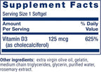 Life Extension Vitamin D3 125 mcg (5000 IU), Bone Health, Brain Performance, Immune System Support, Gluten-Free, Non-GMO, Once Daily, Two-Month Supply, 60 Softgels