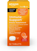 Amazon Basic Care Immune Support Citrus Chewable Tablets with Antioxidants, Vitamin D and Immune System Support, 32 Count