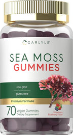 Carlyle Sea Moss Gummies | 70 Count | Strawberry Blueberry Flavor | Vegan, Non-GMO, Gluten Free Supplement
