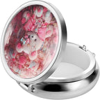 WLLHYF Pill Box Cute Small Pill Box for Purse & Pocket Medicine Organizer Travel Pillbox Waterproof Pills Cases Metal Pills Container Holder for Vitamins, Fish Oil, Supplements (Pink)