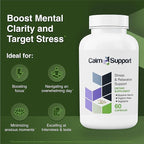 CalmSupport: Stress & Relaxation Support - Ashwagandha, Passion Flower, Valerian Root, Ginger, GABA, Velvet Bean, Motherwort, Oat Seed, L-Theanine, L-Tryptophan, Folate, C,B1,B6,B12,Zinc - 60 Capsules